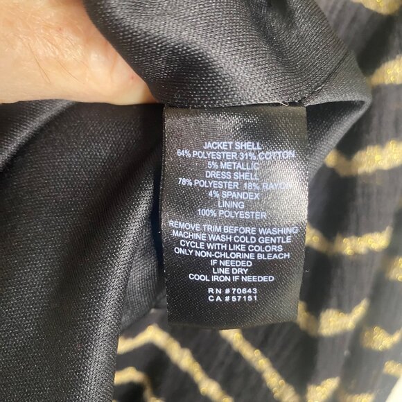 Jessica Howard 18W Dress Black Striped Metallic Cardigan Set Midi Career Cocktai - Picture 7 of 12